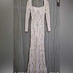 EUC Elegant Cream/White Boho Wedding Or Prom Dress By Windsor